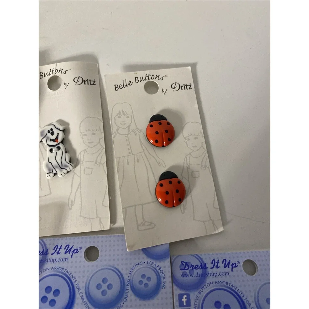 Lot of Fun Buttons Fat Cats, Lady Bugs, Dogs , Hands